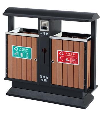 G77環(huán)保鋼木分類(lèi)垃圾桶